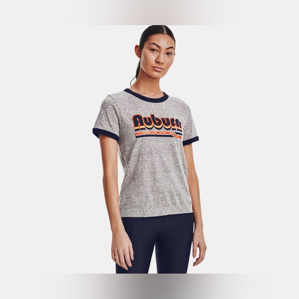 💙Auburn🧡 Under Armour Collegiate Shirt Women Medium New Tag Retro Vibe Print